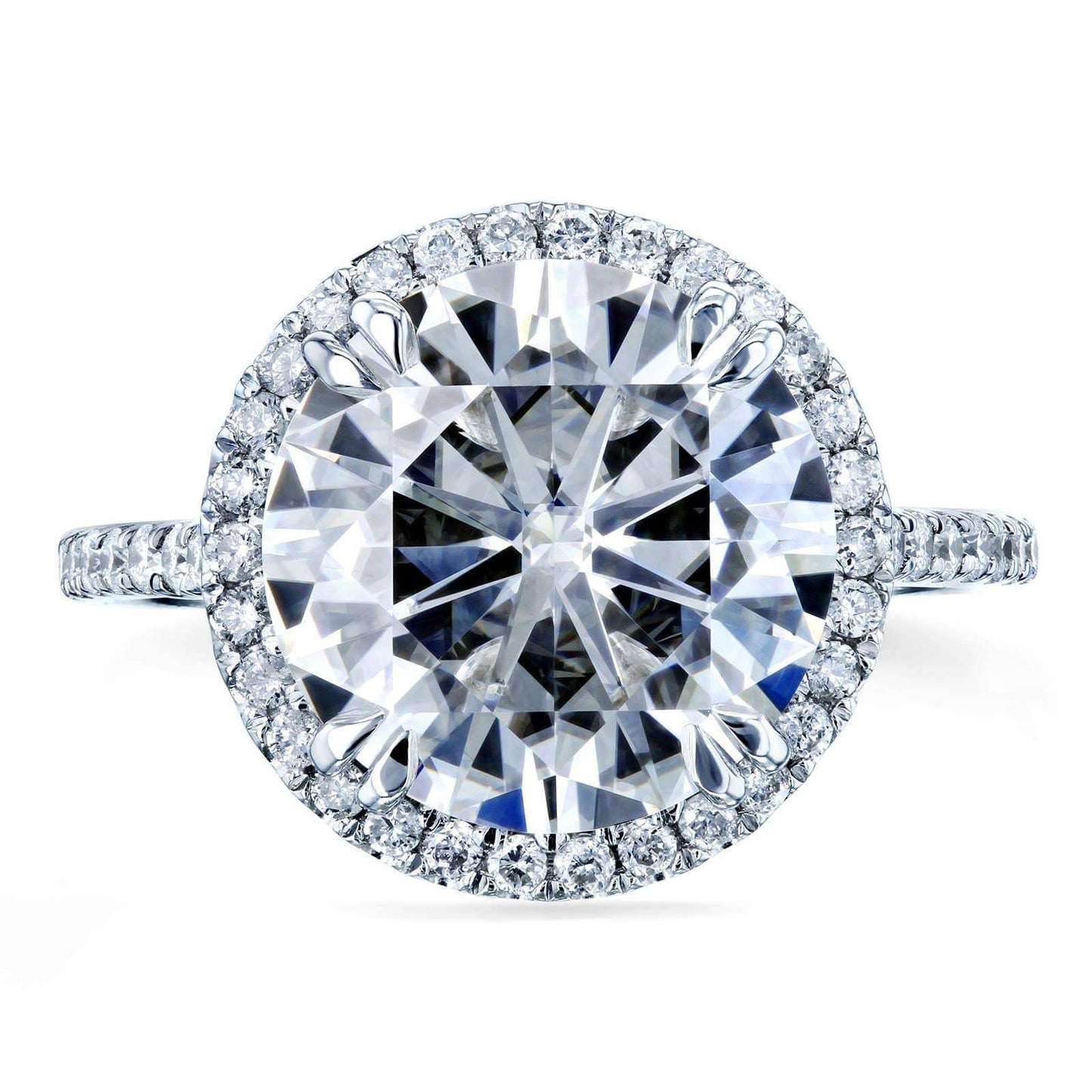 Kobelli Moissanite and Diamond Halo Engagement Ring 5 1/5 CTW in 14k White Gold