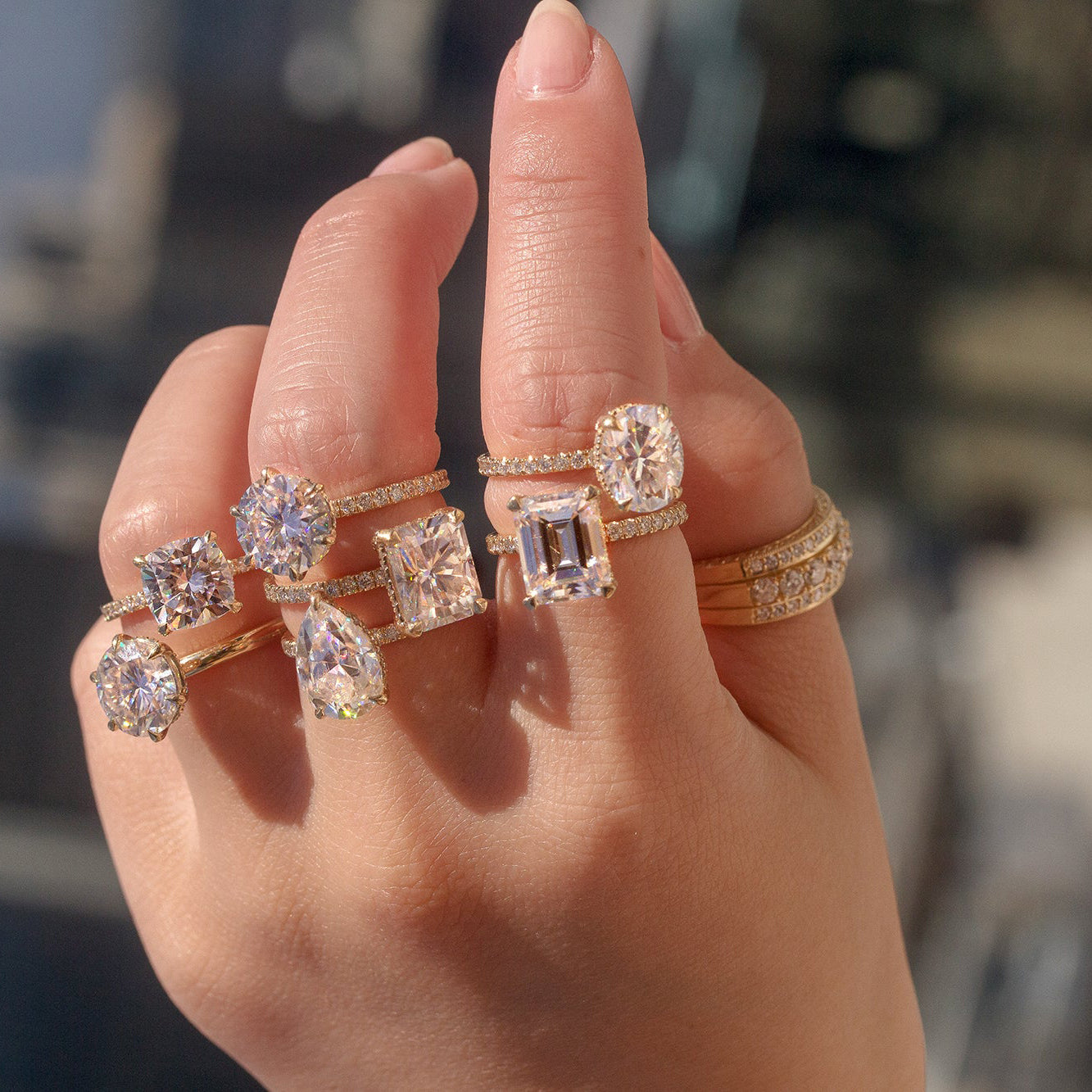 3ct.tw Round Moissanite Wrap Basket French Pavé Ring