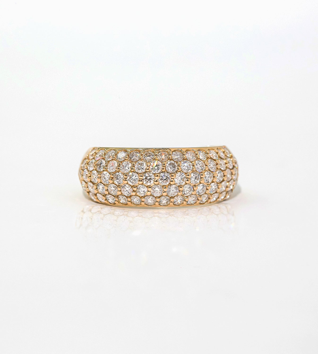 Domed Pavé Diamond Puff Band 1-1/4 Carats TDW in 14K Gold