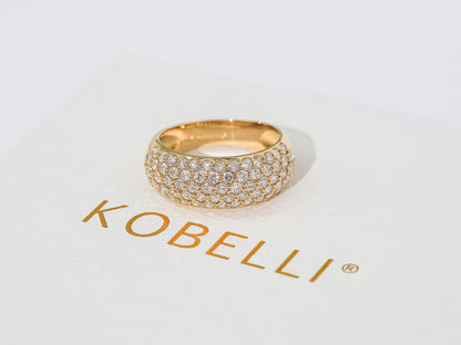 Domed Pavé Diamond Puff Band 1-1/4 Carats TDW in 14K Gold