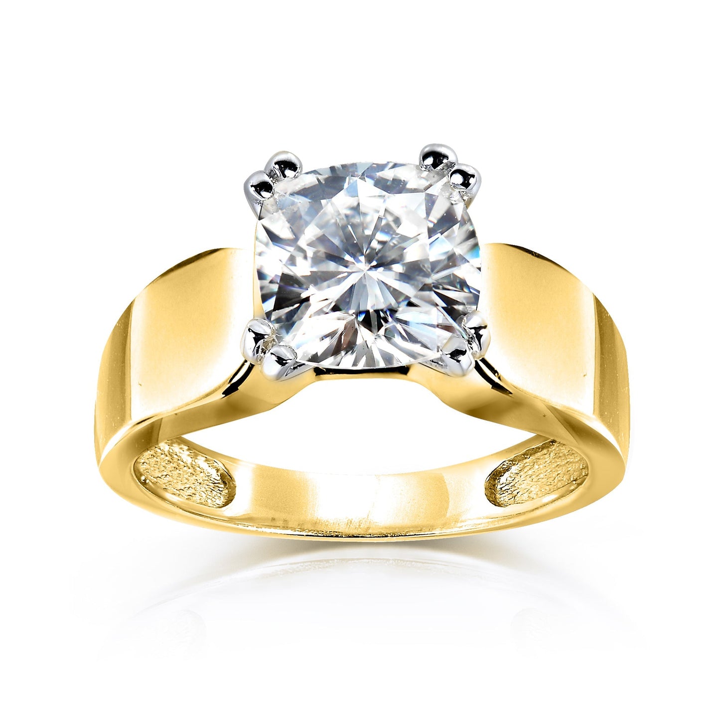 2ct Cushion Moissanite Solitaire Wide Ring