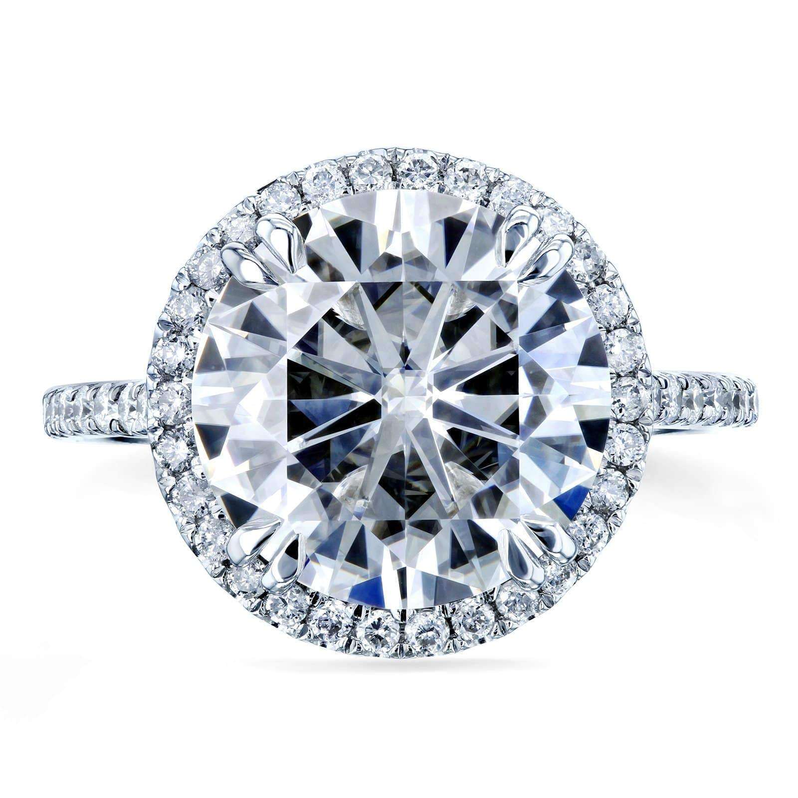 Kobelli Moissanite and Diamond Halo Engagement Ring 5 1/5 CTW in 14k White Gold