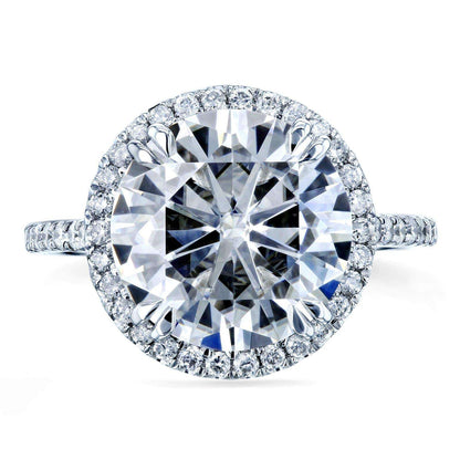 Kobelli Moissanite and Diamond Halo Engagement Ring 5 1/5 CTW in 14k White Gold