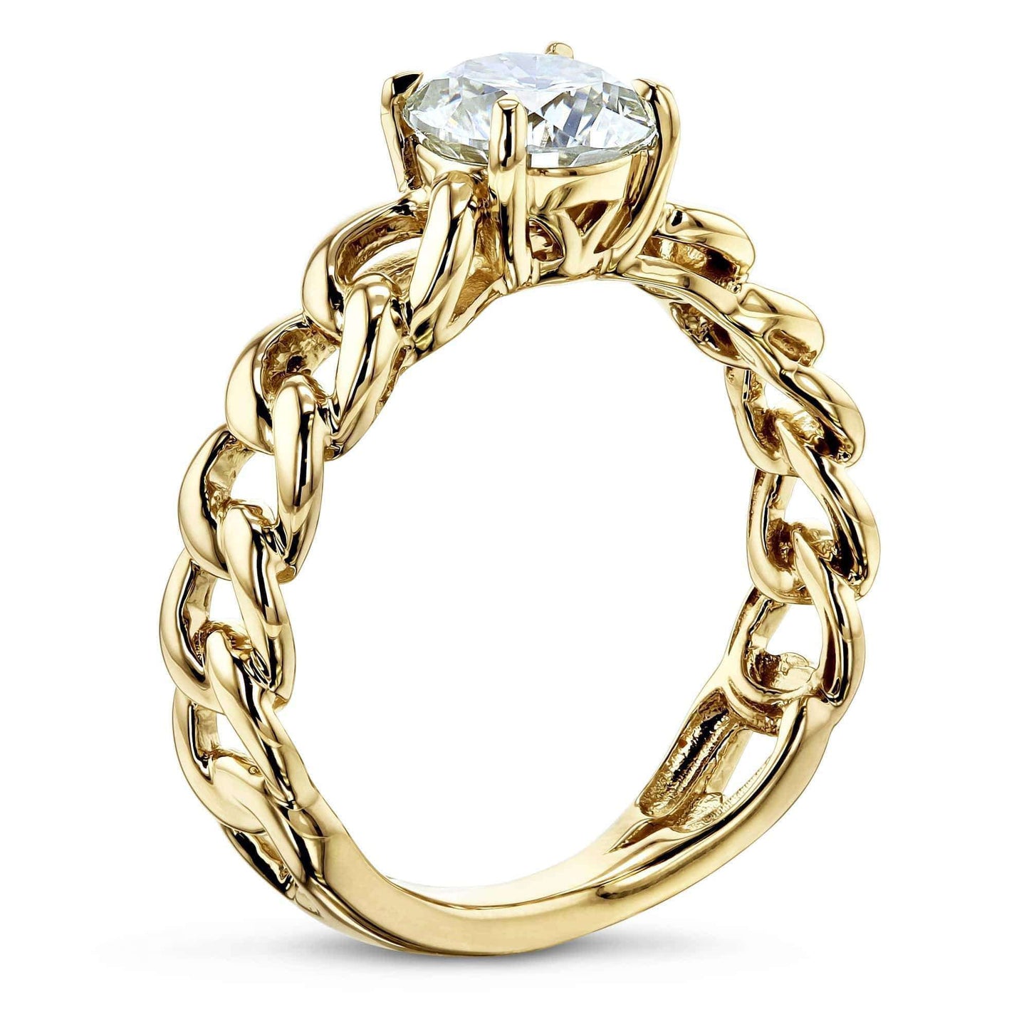 Gold Chain Links 8mm Moissanite Ring