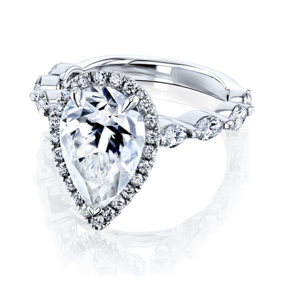 The Cristina Pear Moissanite & Diamond Engagement Ring