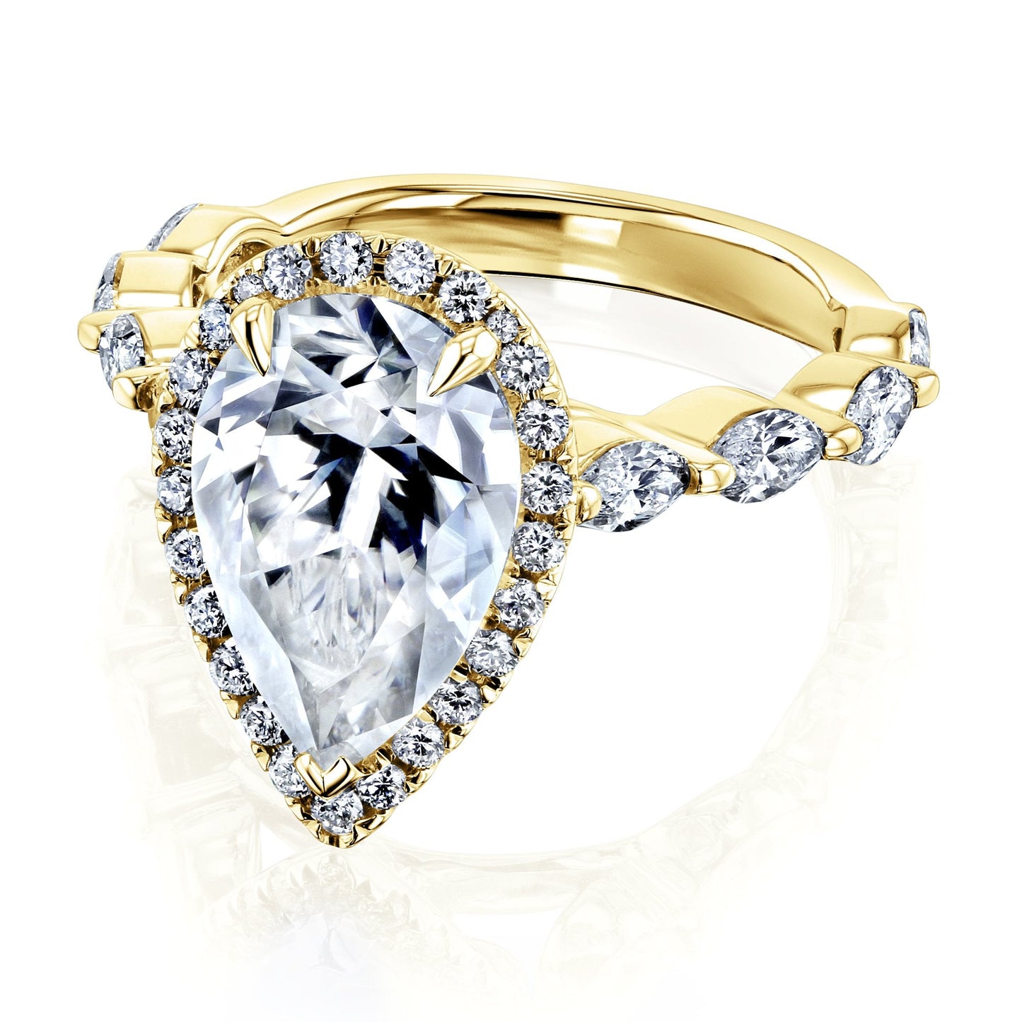 The Cristina Pear Moissanite & Diamond Engagement Ring