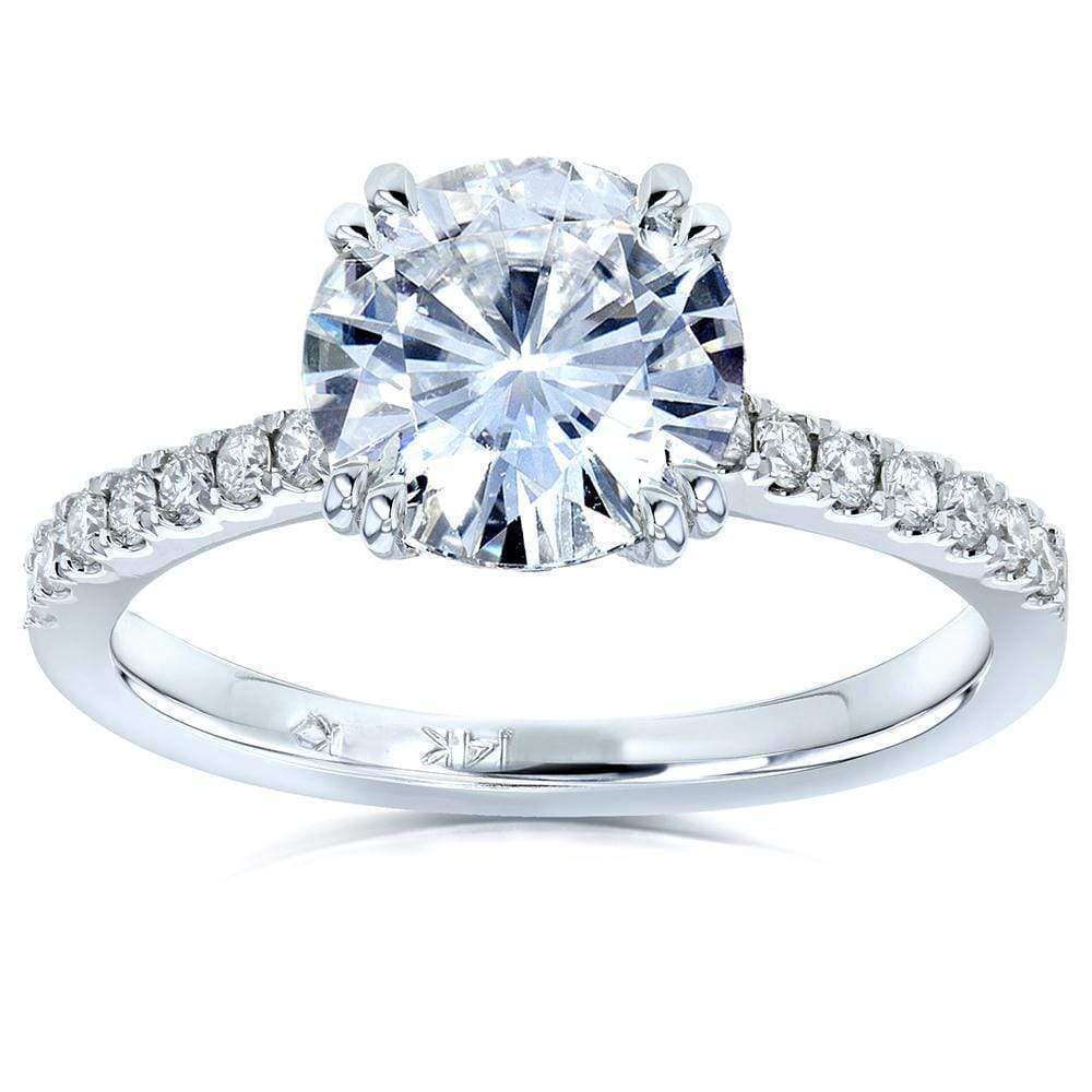 2-1/10ct.tw Moissanite & Diamond Engagement Ring - White Gold