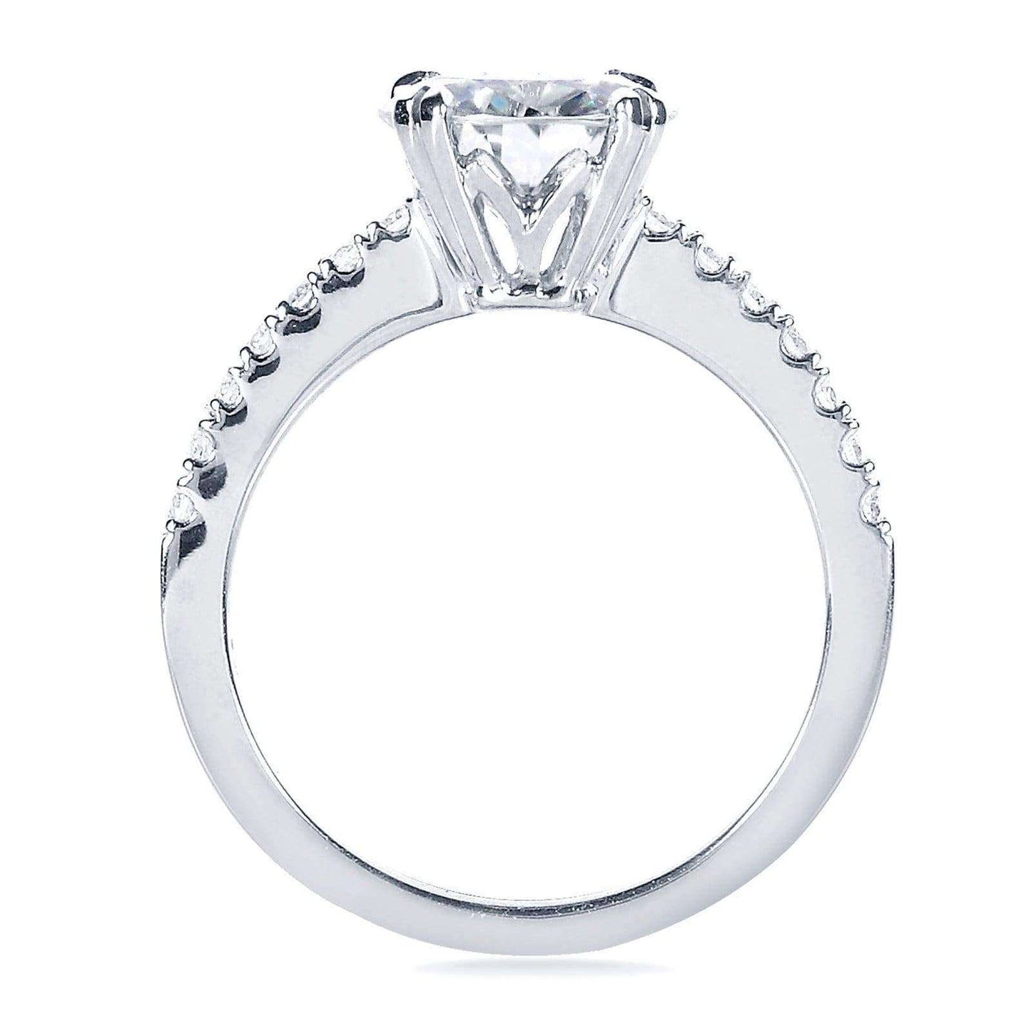 2-1/10ct.tw Moissanite & Diamond Engagement Ring - White Gold