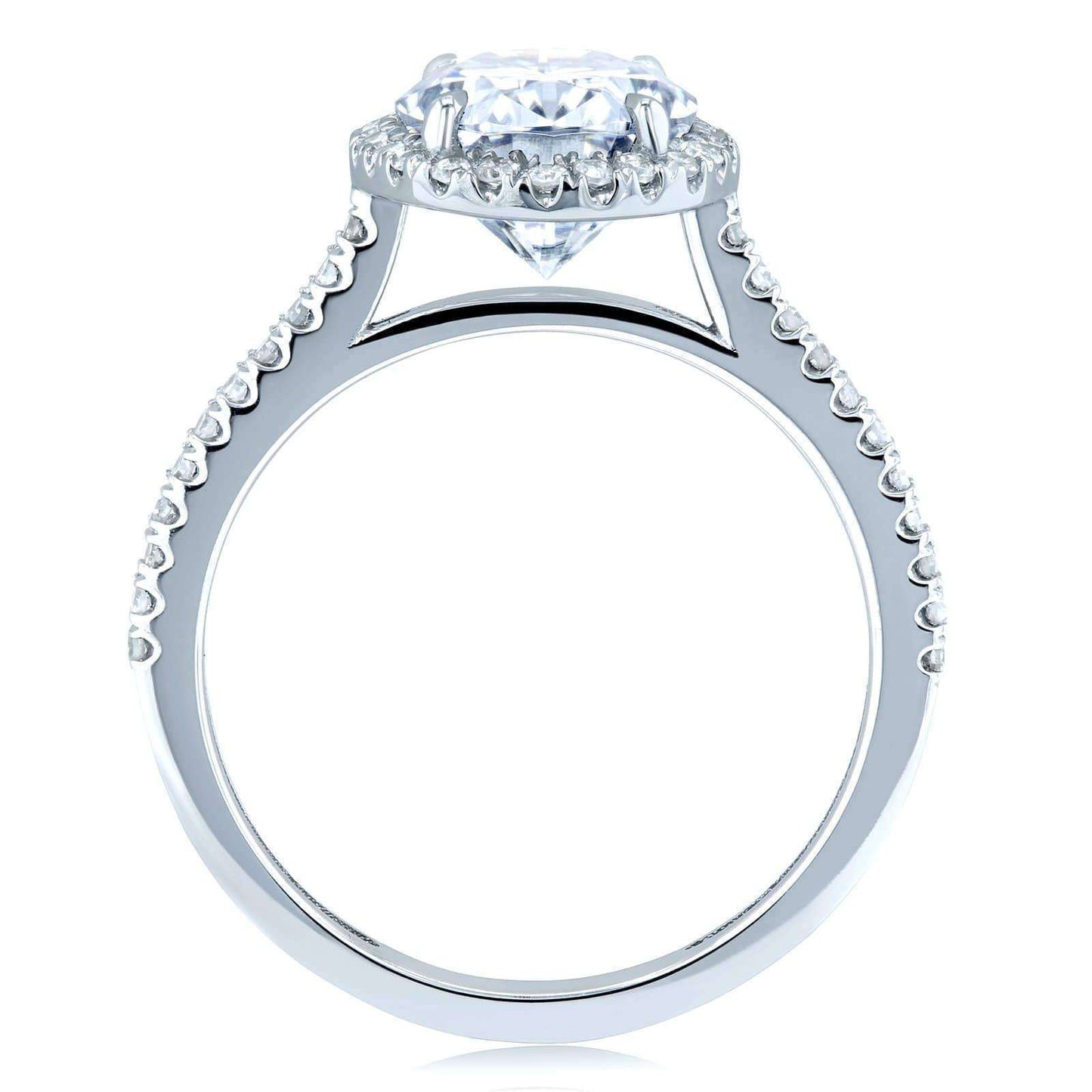 Forever One Oval Moissanite and Diamond Halo Engagement Ring 2 1/4 CTW 14k White Gold (DEF/VS, GH/I)