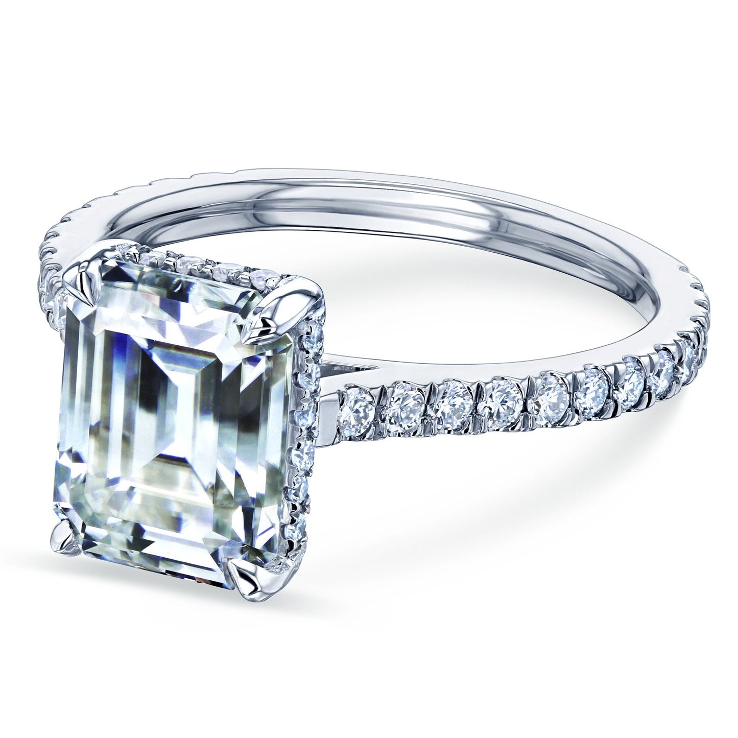 2.45 CT Emerald Moissanite Drop Halo Engagement Ring