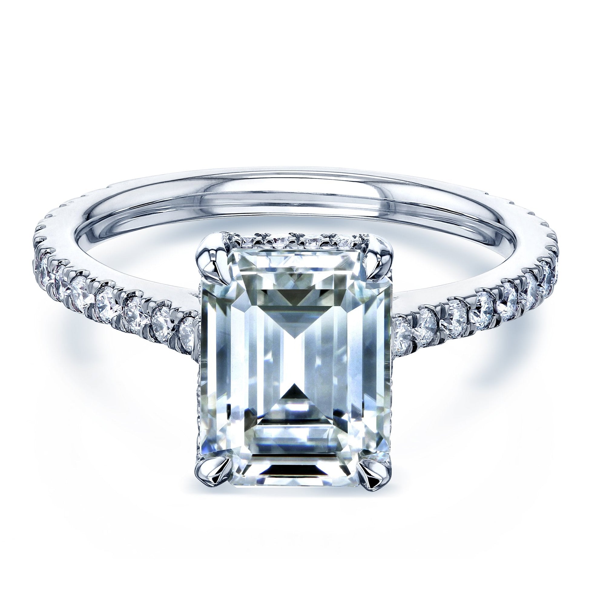 Kobelli 2.4 CT Emerald Moissanite Drop Halo Engagement Ring